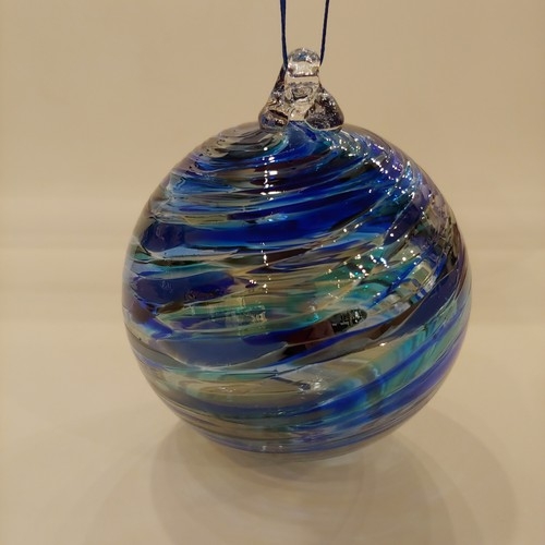 DB-675 Ornament Cobalt & Silver Twist $35 at Hunter Wolff Gallery